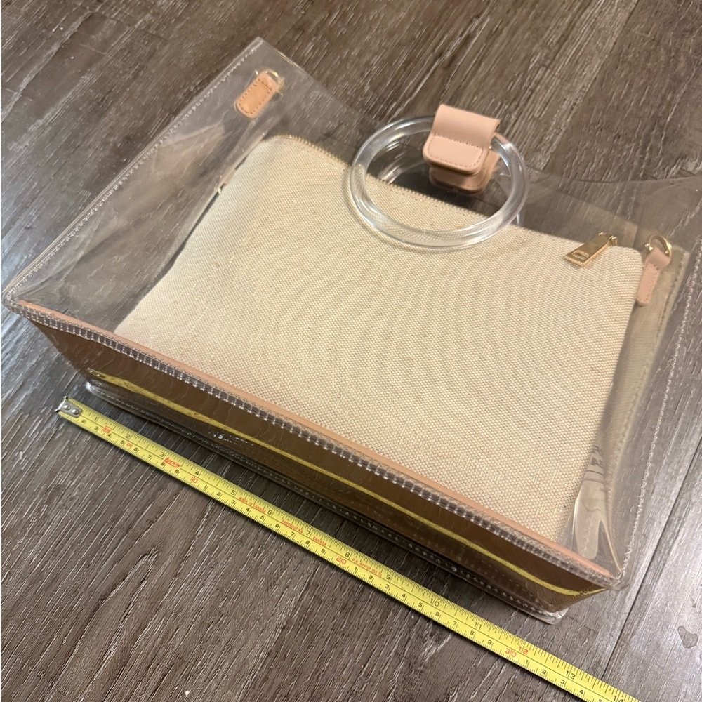 Transparent Tote with Beige Pouch